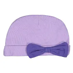 Baby Folded Beanie Cap with Bow --- 100% Cotton --- Various Colors by Rabbit Skins&reg; Violet / purple