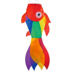 In the Breeze 5208 &mdash; 30-inch Rainbow Damsel Fish Windsock &mdash;Large and Colorful Fishsock with Applique Design