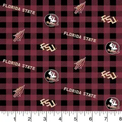 Sykel Enterprises-Florida State University Cotton Fabric-FSU Seminoles Buffalo Plaid Cotton Quilting Fabric