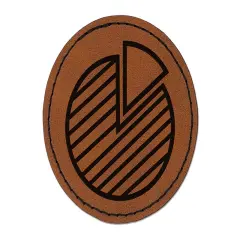 Pie Chart Business Office Icon Round Iron-On Engraved Faux Leather Patch Applique - 2.5" Brown