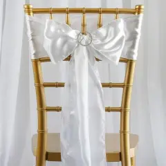 10Pcs Satin Chair Sashes for Wedding Reception Decor White