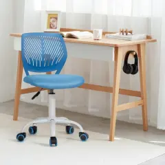 Adjustable Office Task Desk Armless Chair Blue