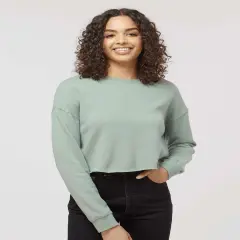 Women's Lightweight Crop Crewneck Sweatshirt | RADYAN&reg; Sage