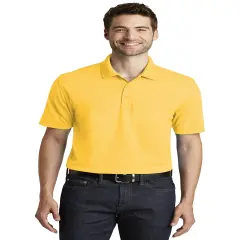 Port Authority&reg; Silk Touch Collared Short Sleeve Polo &ndash; Premium 4.6 oz. 100% Polyester Double-Knit Piqu&eacute;, Lightweight, Breathable, Versatile Work & Casual Shirt Sunburst yellow