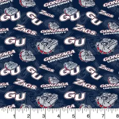 Sykel Enterprises-Gonzaga University Cotton Fabric-Gonzaga Bulldogs Tone On Tone Cotton Quilting Fabric