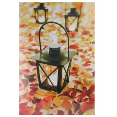 Northlight LED Lighted Fall Foliage and Lanterns Canvas Wall Art 23.5" x 15.5" Black