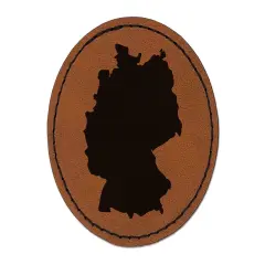 Germany Country Solid Round Iron-On Engraved Faux Leather Patch Applique - 2.5" Brown