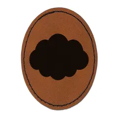 Cloud Solid Round Iron-On Engraved Faux Leather Patch Applique - 2.5" Brown