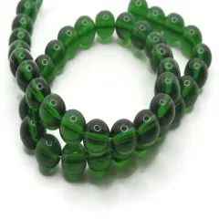 42 8mm Round Green Glass Beads