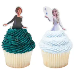Frozen II Anna and Elsa Poly DecoPics&reg; Cupcake Decoration, 12ct