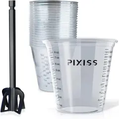 Epoxy Resin Mixer Paddles and 20 Graduated Mixing Cups - Drill Mixer Attachment for Paint, Epoxy Resin, Silicone Rubber