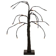 Northlight Pre-Lit Weeping Halloween Twig Tree - 24" - Black - LED Orange Lights