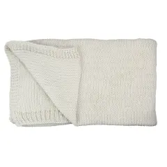 Northlight Ivory Super Plush Knitted Throw Blanket with Carrying Band 60" x 60"