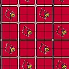 Sykel Enterprises-University of Louisville Flannel Fabric-Louisville Cardinals Plaid Cotton Flannel Fabric