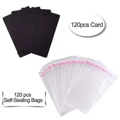 120 Pieces Earring Display Card, Necklace Display Cards with 120 Pieces Self-Seal Bags,Earring Card Holder Blank Kraft Paper Tags for DIY Ear Studs and Earrings,3.5 x 2 Inches