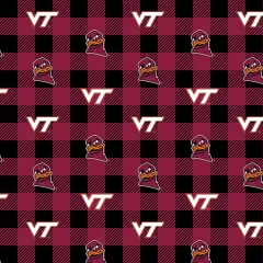 Sykel Enterprises-Virginia Tech Fleece Fabric-Virginia Tech Hokies Buffalo Plaid Fleece Blanket Fabric-Sold by the yard