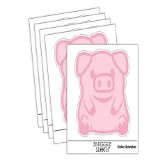 Cute Little Pig Sitting Waterproof Vinyl Phone Tablet Laptop Water Bottle Sticker Set - 5 Pack