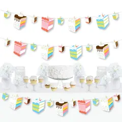 Big Dot of Happiness Cake Time - Happy Birthday Party DIY Decorations - Clothespin Garland Banner - 44 Pieces