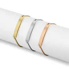 Adjustable Stainless Steel Curved Bar Bracelet Gold