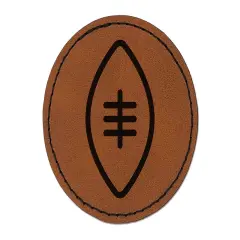 Football Icon Round Iron-On Engraved Faux Leather Patch Applique - 2.5" Brown