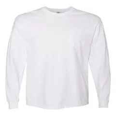 Garment-Dyed Heavyweight Long Sleeve Pocket T-Shirt White