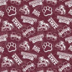 Sykel Enterprises-Mississippi State University Cotton Fabric-Mississippi State Bulldogs Tone On Tone Cotton Quilting Fabric
