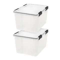 IRIS USA 46.6qt WEATHERPRO Airtight Plastic Storage Bin with Lid and Seal and 4 Secure Latching Buckles