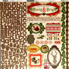 BoBunny Christmas Collage 12 x 12 Combo Stickers