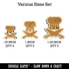 Chef Knife and Hat for Cooking Wood Buttons for Sewing Knitting Crochet DIY Craft