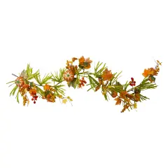 Northlight Mini Pumpkins and Berry Clusters Artificial Fall Harvest Garland - 5' x 10" - Green and Orange
