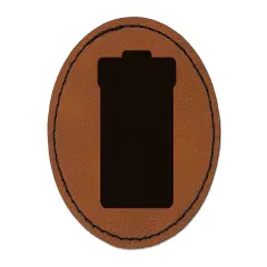 Garbage Trash Can Solid Round Iron-On Engraved Faux Leather Patch Applique - 2.5" Brown