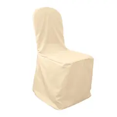 Set of 12 Polyester Banquet Chair Covers for Wedding Decor Beige