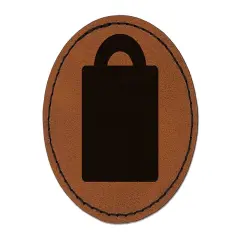 Grocery Tote Bag Purse Solid Round Iron-On Engraved Faux Leather Patch Applique - 2.5" Brown