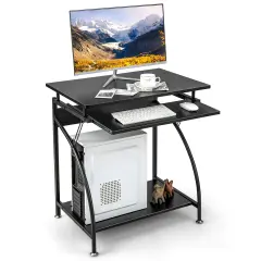 Costway27.5" Laptop Table Computer Desk for Small Spaces with Pull-out Keyboard Tray