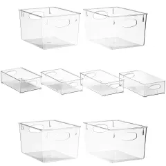 Sorbus Set of 8 Clear Fridge Organizers - Refrigerator & Pantry Bins for Organizing Food - 2 Sizes with Handles