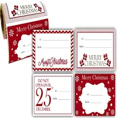 60 Pieces Jumbo Christmas Gift Tag Stickers 60 Count Modern Red, White, Silver, and Gold Xmas Designs - Looks Great on Gifts Presents, Wrapping Paper and Gift Bags.