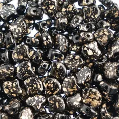 John Bead Czech Glass Splash Ginko Beads, 50g Jet Gold