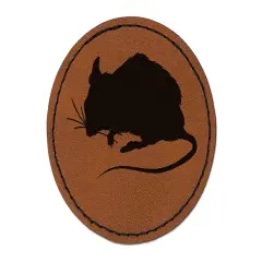 Mouse Solid Round Iron-On Engraved Faux Leather Patch Applique - 2.5" Brown