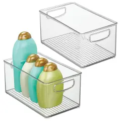 mDesign Plastic Bath Vanity Storage Organizer Bin with Handles