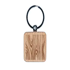 Tree Wood Grain Engraved Wood Square Keychain Tag Charm