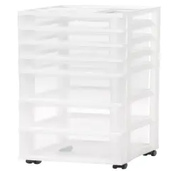 IRIS USA 7 Drawers Plastic Storage rolling Cart with drawer, White