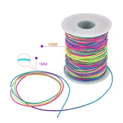 109 Yard 1 mm Rainbow Elastic Cord Beading Thread Stretch String for Bracelet Making