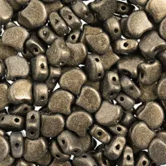 John Bead Czech Glass Jet Color Metallic Suede Ginko Beads, 50g Dark Green