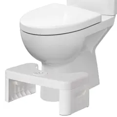 Portable Squatting Bathroom Potty Stool, White Poop Foot Stool, 6.25&rdquo; Toilet Assistance Foldable Step Stool with Freshener Space