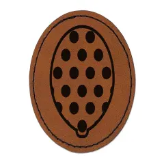 Polka Dot Balloon Party Birthday Round Iron-On Engraved Faux Leather Patch Applique - 2.5" Brown
