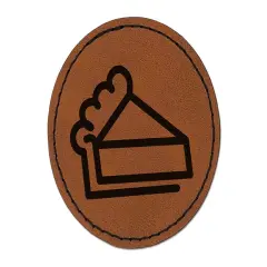 Piece of Pie Round Iron-On Engraved Faux Leather Patch Applique - 2.5" Brown