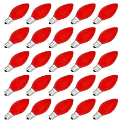 25 Pack C7 LED Red Replacement Light Bulbs .