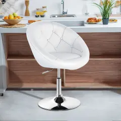 1 Piece Adjustable Modern Swivel Round Tufted White