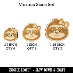 Cute Girl Sloth with Bow Wood Buttons for Sewing Knitting Crochet DIY Craft