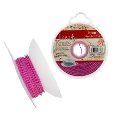 John Bead Lovely Knots 1mm Asian Knotting Cord with Bobbin, 50yds Strawberry Pink